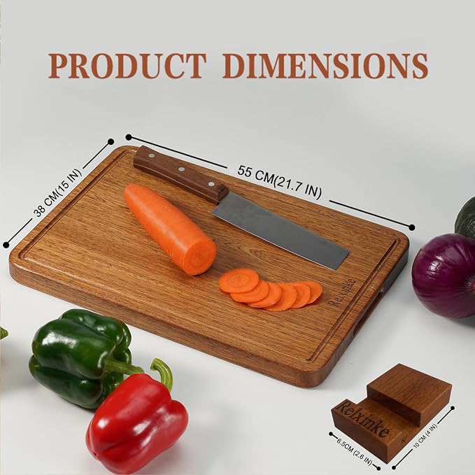 Solid Teak Wood Cutting Board One Piece Non Glued Extra Large Thick Crack - Image 2