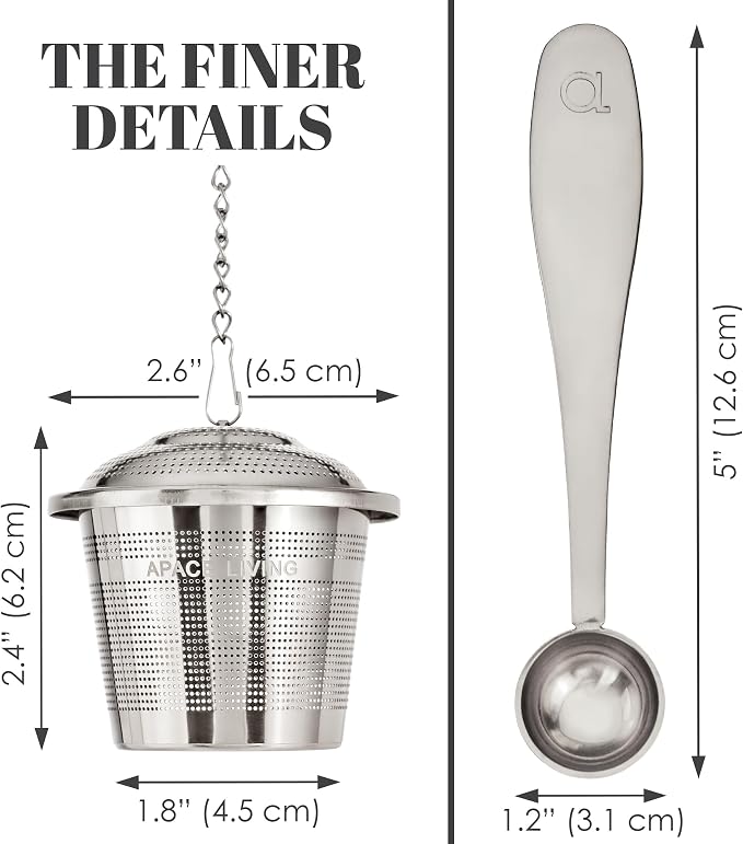 Tea Infuser Set of 2 with Tea Scoop & Drip Trays - Image 5