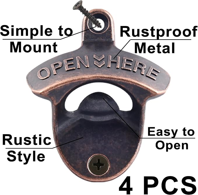 Aged Style Wall Mounted Bottle Opener, Stainless Table Mount Cola Opener - Image 2