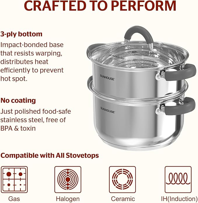 SUNHOUSE 3 Quarts Steamer Pots - Image 3