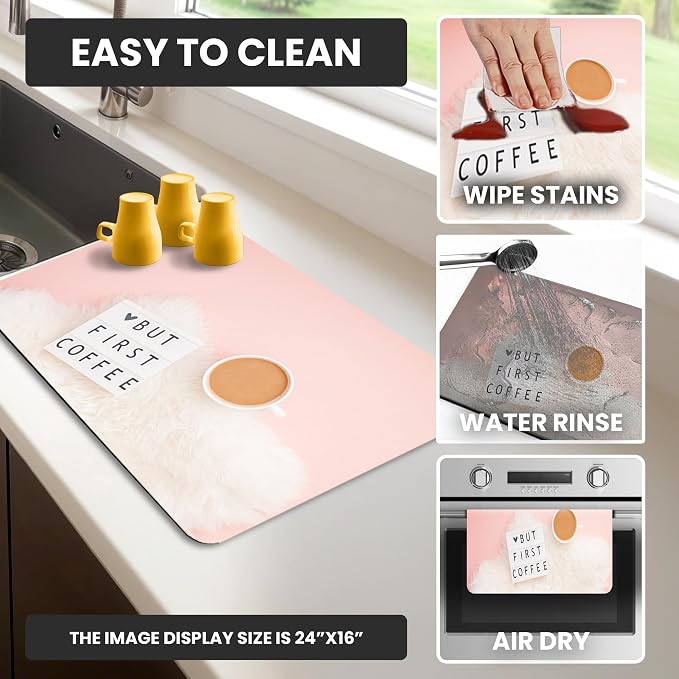 Coffee Mat Super Absorbent – 24" x 16" Dish Drying Mat - Image 5