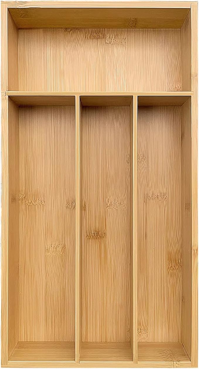 guiogc Bamboo Silverware Organizer, Kitchen Drawer Organizer - Image 4
