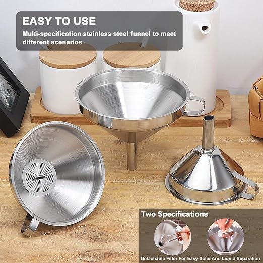 Stainless Steel Funnels for Kitchen use, 5 Different Sizes of Kitchen funnels - Image 6