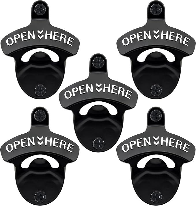 Classic Wall Mounted Bottle Opener Stainless Black and White Mountable Beer Cap by Wallmountedbottleopener