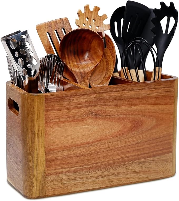 Wooden Kitchen Utensil Holder Organizer by Brightdeer