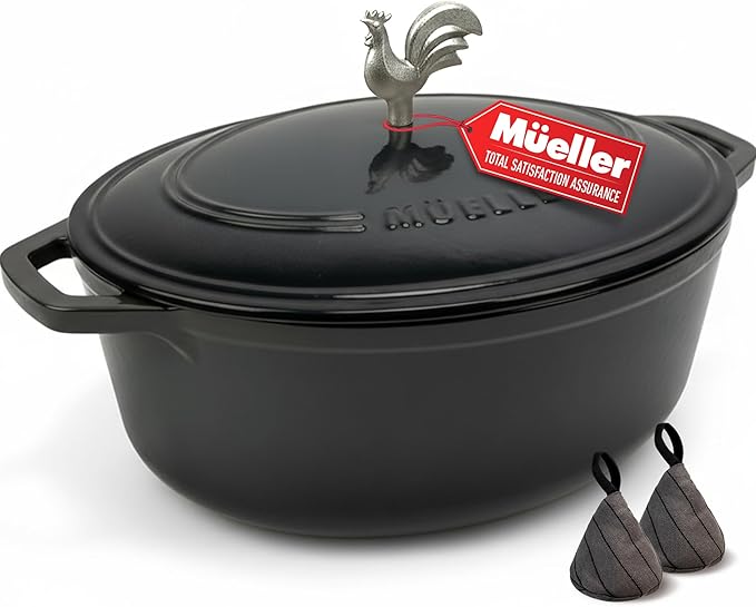 MUELLER HOME 5.5 Quart Enameled Cast Iron Oval Dutch Oven by MUELLERHOME