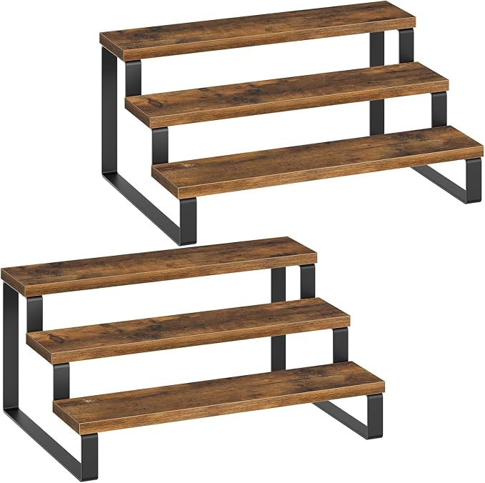 YATINEY Spice Rack, 3 Tier Wooden Display Riser Stand, Kitchen Storage Organizer by Yatiney