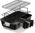 Turkey Roasting Pan with Rack Non stick Carbon Steel Roaster 16x11 Inch by Unknown