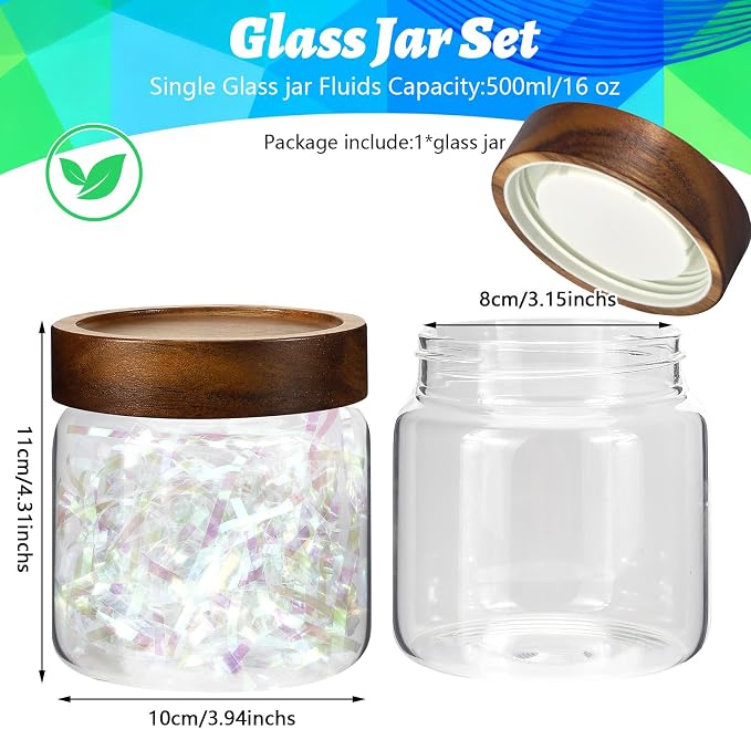 16 oz Glass Jars with Airtight Lid Spice Jar Round Storage Canister with Clear - Image 2