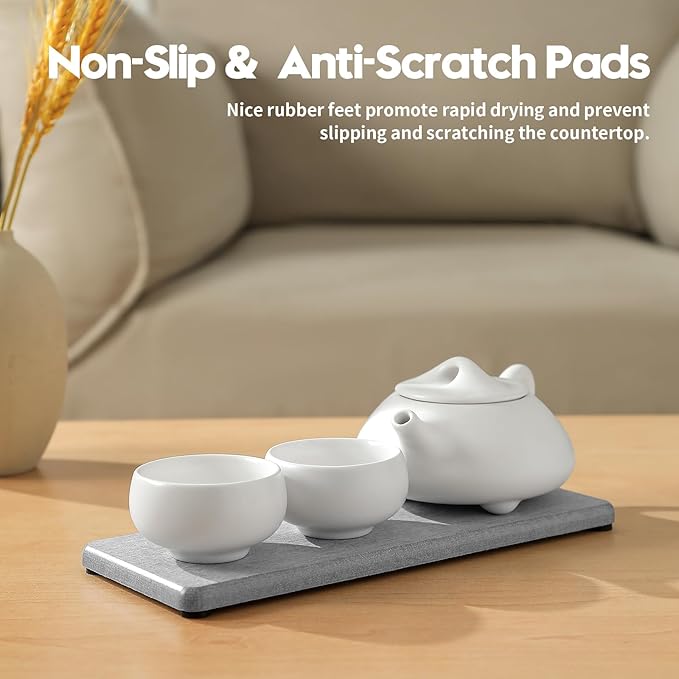 Razborci 2PCS Bathroom Counter Vanity Trays, Water Absorbing Diatomite Stone - Image 4