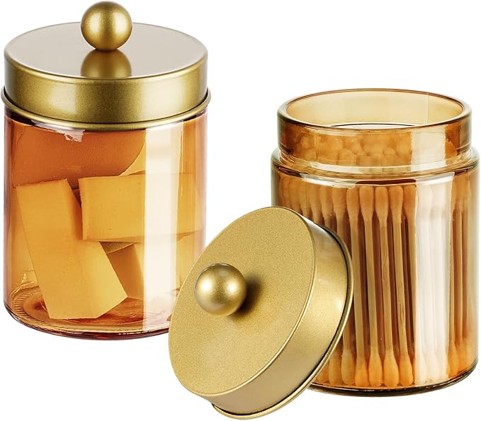 3 Pack Apothecary Jar Canisters Bathroom Vanity Organizer - Image 2