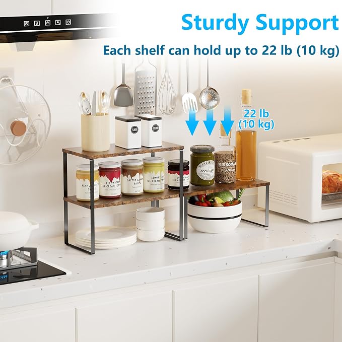 Golener Countertop Organizer Corner Shelf, 2 Tier Adjustable Stackable Corner - Image 4