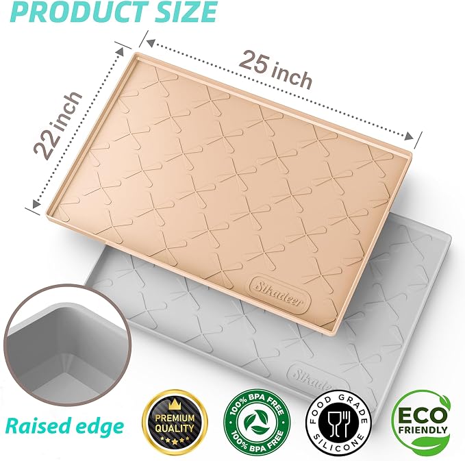 SIKADEER 25" x 22" Under Sink Mat Waterproof, Silicone Mat Kitchen Drawer Shelf - Image 3