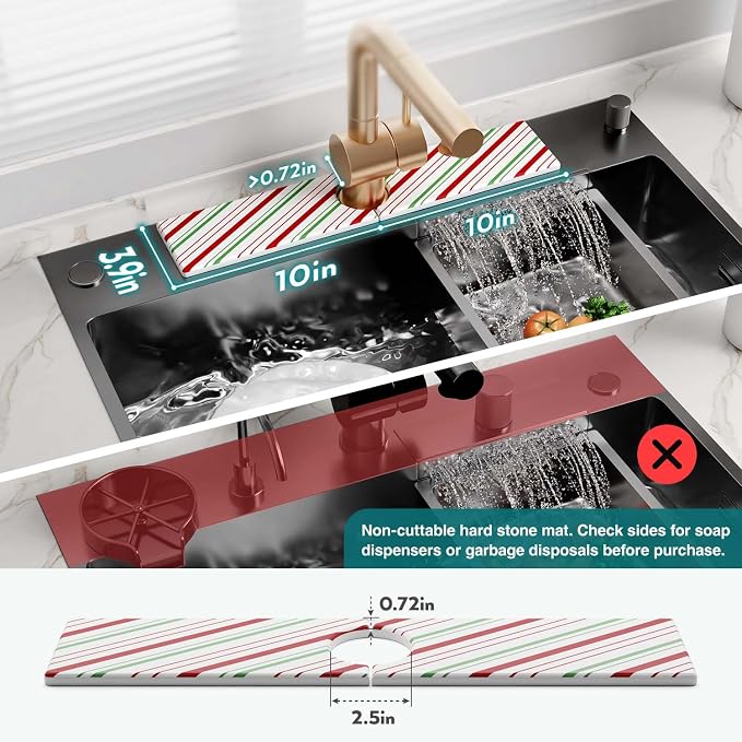 Stone Faucet Mat for Kitchen Sink, Diatomite Drying Stone Mat for Kitchen - Image 2
