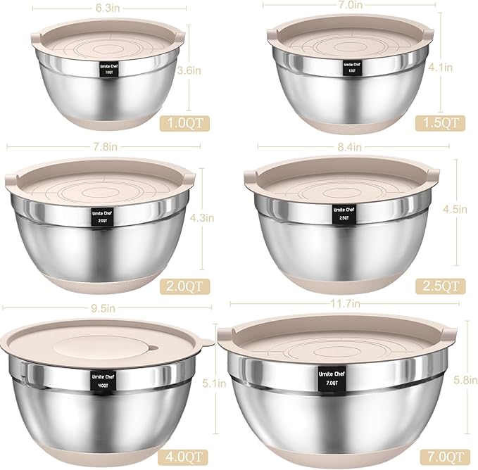 Mixing Bowls with Airtight Lids Set, Non-Slip Bottoms & Kitchen Gadgets Set - Image 2