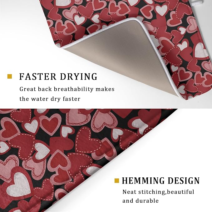 Valentines Day Dish Drying Mat for Kitchen Counter 24x18 Inch Love Drying Mat - Image 5