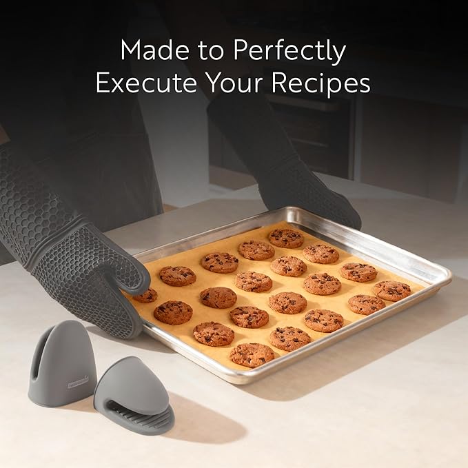Comfy Grip 14 x 7.3 Inch Thick Baking Mitts, 1 Food-Grade Cooking Glove Set - Image 7