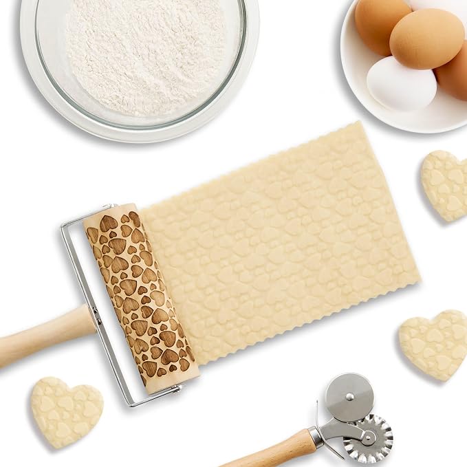 Mrs. Anderson’s Baking Mini Embossing Rolling Pin, Hearts Design, Poplar Wood - Image 4