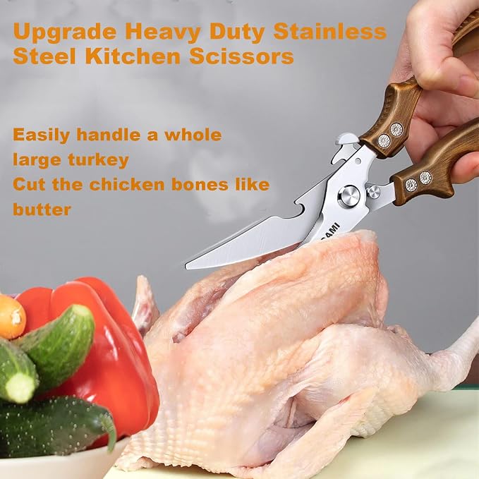 Premium Kitchen Shears 2-Pack Heavy Duty Poultry & Meat Scissors, Bone Shears - Image 3