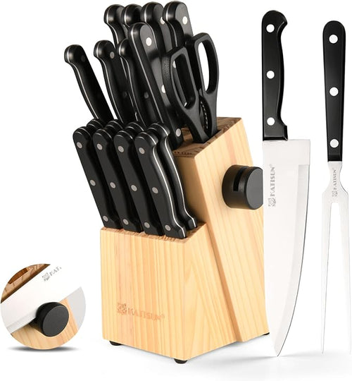 19-Piece Knife Set, German Steel, Durable and Dishwasher Safe, Knife Sets by KATISUN