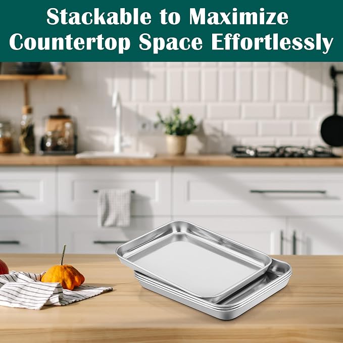 E-far Small Baking Sheet with Wire Rack, Stainless Steel Cookie Sheets Trays & - Image 8