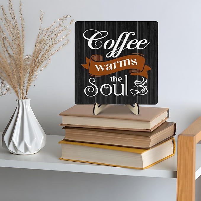 Coffee Bar Sign Plaque Decor, Coffee Bar Accessories, Rustic Wooden Tabletop - Image 8