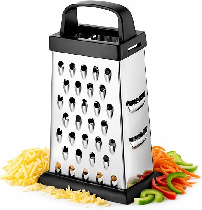 Cheese Grater, 4-Sided Mini Box Grater, Stainless Steel Food Shredder by Strelitsia