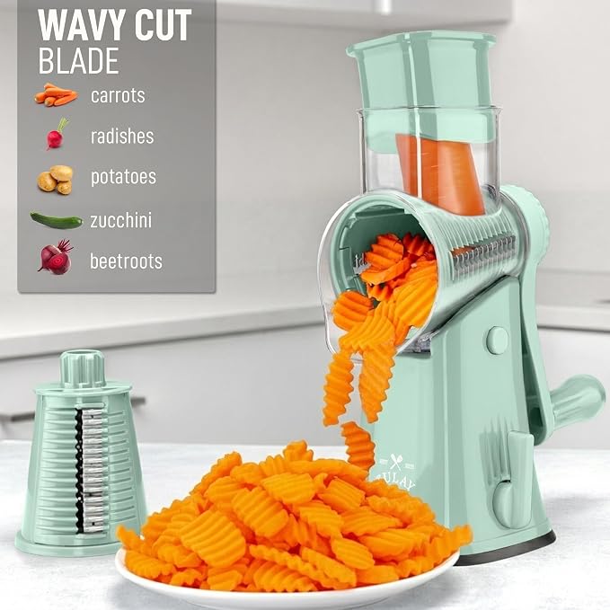 Zulay Kitchen Rotary Cheese Grater 5 Blade Cheese Shredder - Image 4