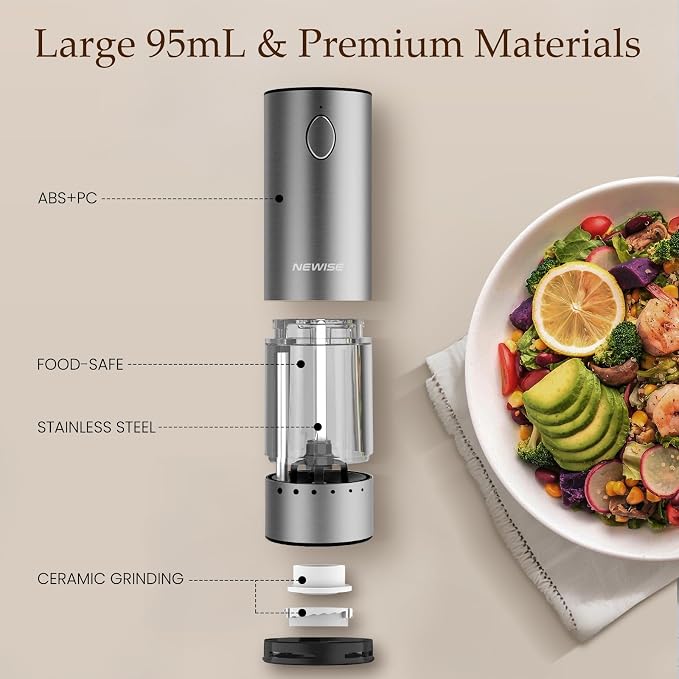 Newise Electric Salt and Pepper Grinder Set - Image 5