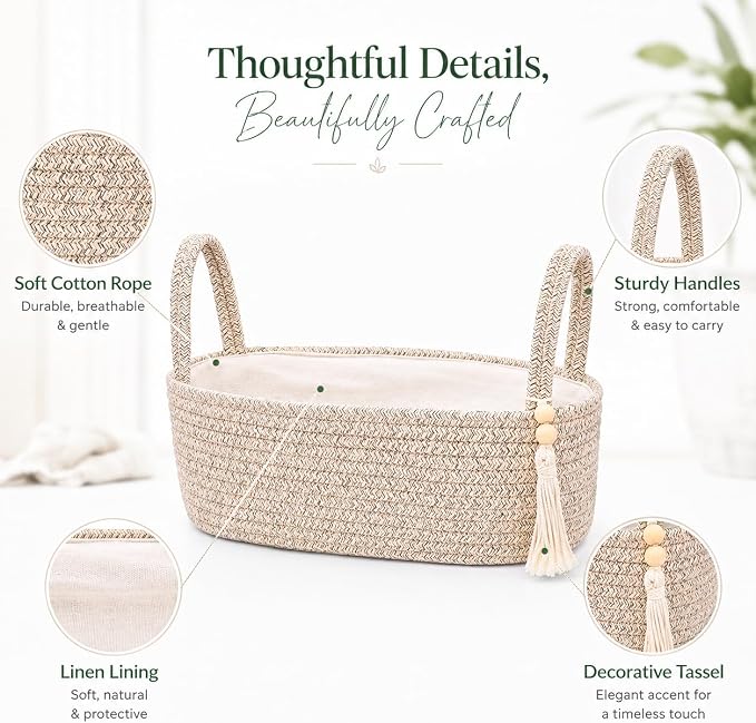 ABenkle Small Storage Basket, Jute Rope Woven Toilet Paper Tray Organizer - Image 7