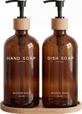 Amber Glass Hand and Dish Soap Dispenser Set by Brighter Barns by BrighterBarns