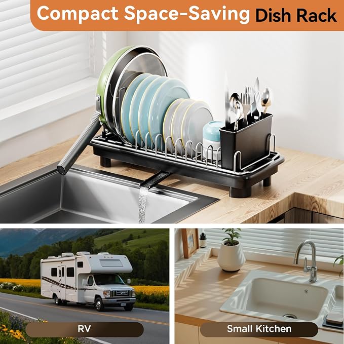 Laveshop Small Dish Drying Rack, Compact Dish Drainer - Image 3
