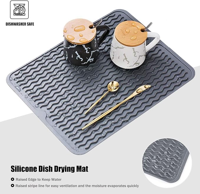 Large 17" x 14" Silicone Dish Drying Mat - Image 3