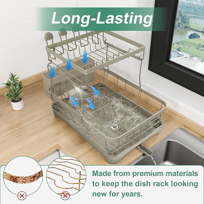 Dish Drying Rack, 2-Tier Dish Drying Rack - Image 4