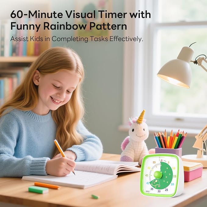 Yunbaoit Visual Timer with Night Light, 60-Minute Dinosaur Countdown Timer - Image 2