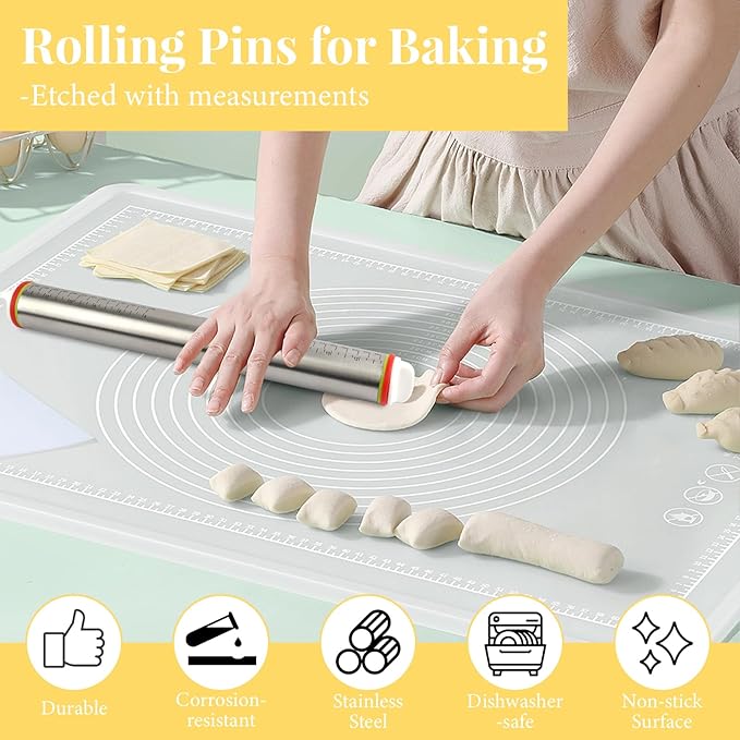 Adjustable Rolling Pin with 4 Thickness Rings - Image 5