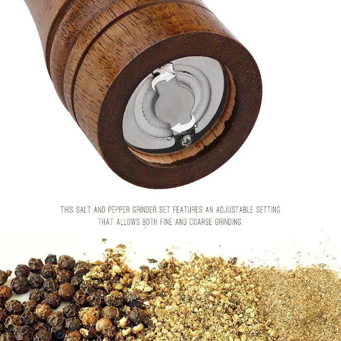 2PCS Salt and Pepper Grinder, Solid Wood Sea Salt and Pepper Shakers, Pepper - Image 5