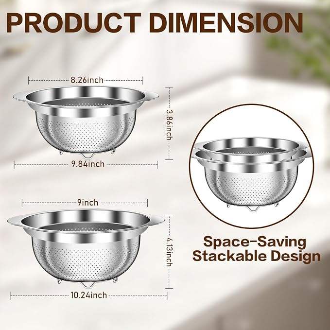 Stainless Steel Strainers for Kitchen, Stainless Steel Colander, Kitchen - Image 7