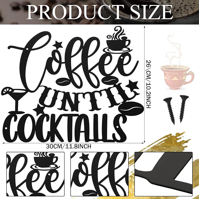 Ferraycle Coffee Bar Decor, 12 x 10.2 Inch Sign - Image 3