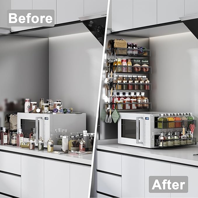 Aufworld Magnetic Spice Rack for Refrigerator, 6 Pack Magnetic Shelf, Fridge - Image 5