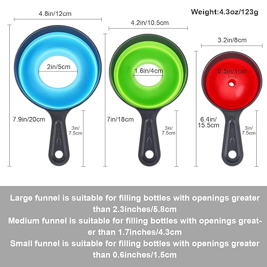Large Small Funnel Set of 3, Food Grade Mini Funnels - Image 2
