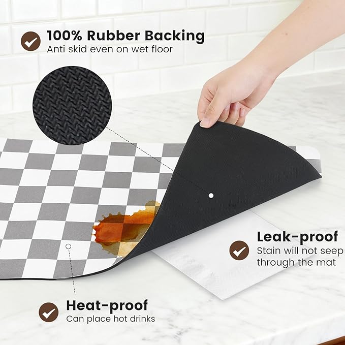 12" x 20" Checkered Dish Drying Mat - Image 4