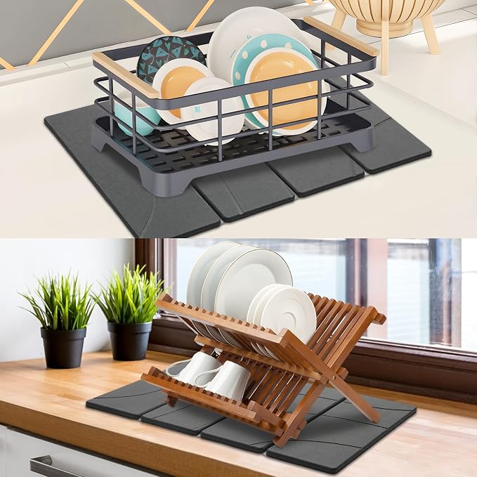 Large Stone Dish Drying Mat for Kitchen Counter, Foldable Water Absorbing - Image 6