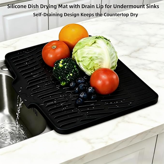 Silicone Dish Drying Mat for Kitchen Counter Sink, Non-Slip dish drying Pad - Image 3