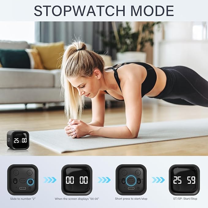 Rotating Pomodoro Timer 5, 10 50 Minutes Preset, Desk Productivity Flip Timer - Image 5