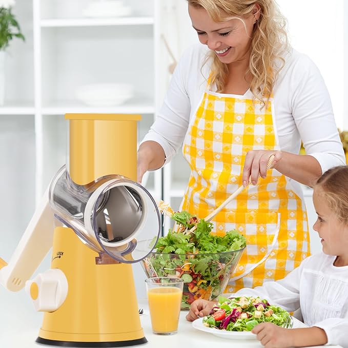 Ourokhome Rotary Cheese Grater Hand Crank, Kitchen Shredder Speed Mandolin - Image 9