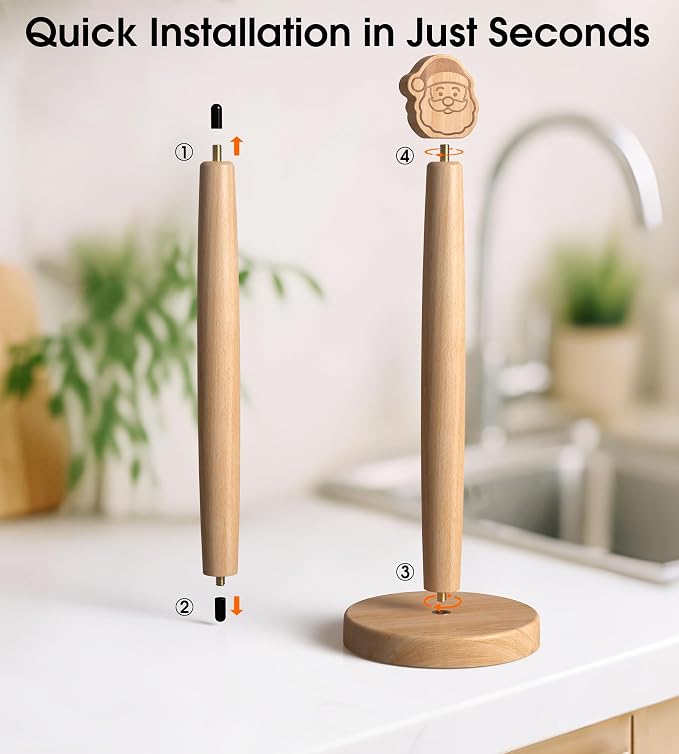 KitchLife Cute Wooden Paper Towel Holder Countertop - Image 5