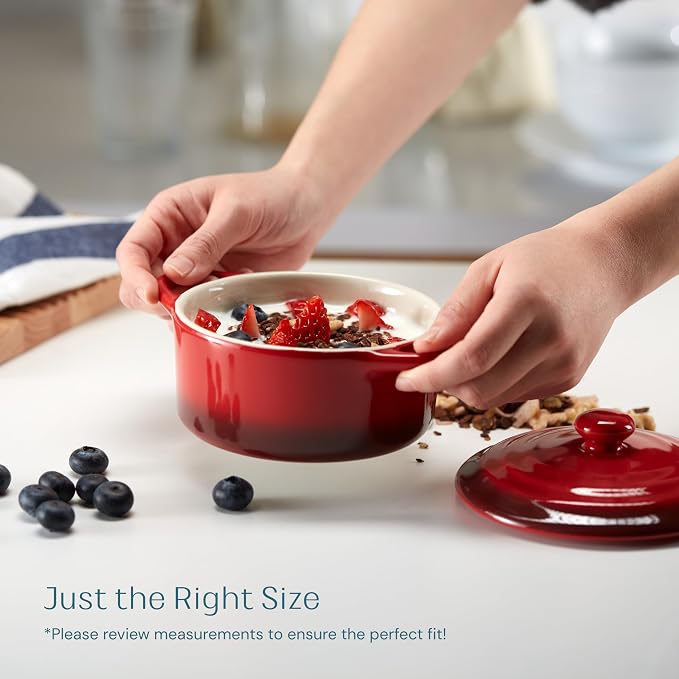 Kook Ceramic Mini Cocotte Set, Small Casserole Dishes - Image 5