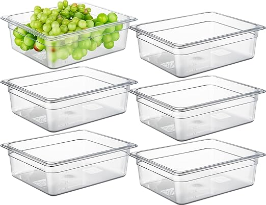 CURTA 6-Pack 1/2 Size 4" Deep NSF Polycarbonate Food Pans | Dishwasher & by CURTA