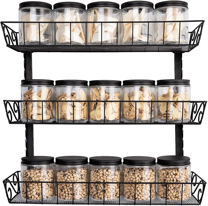 SWOMMOLY Adjustable Wall Mount Spice Rack, 3-Tier Dual-use Organizer - Image 6